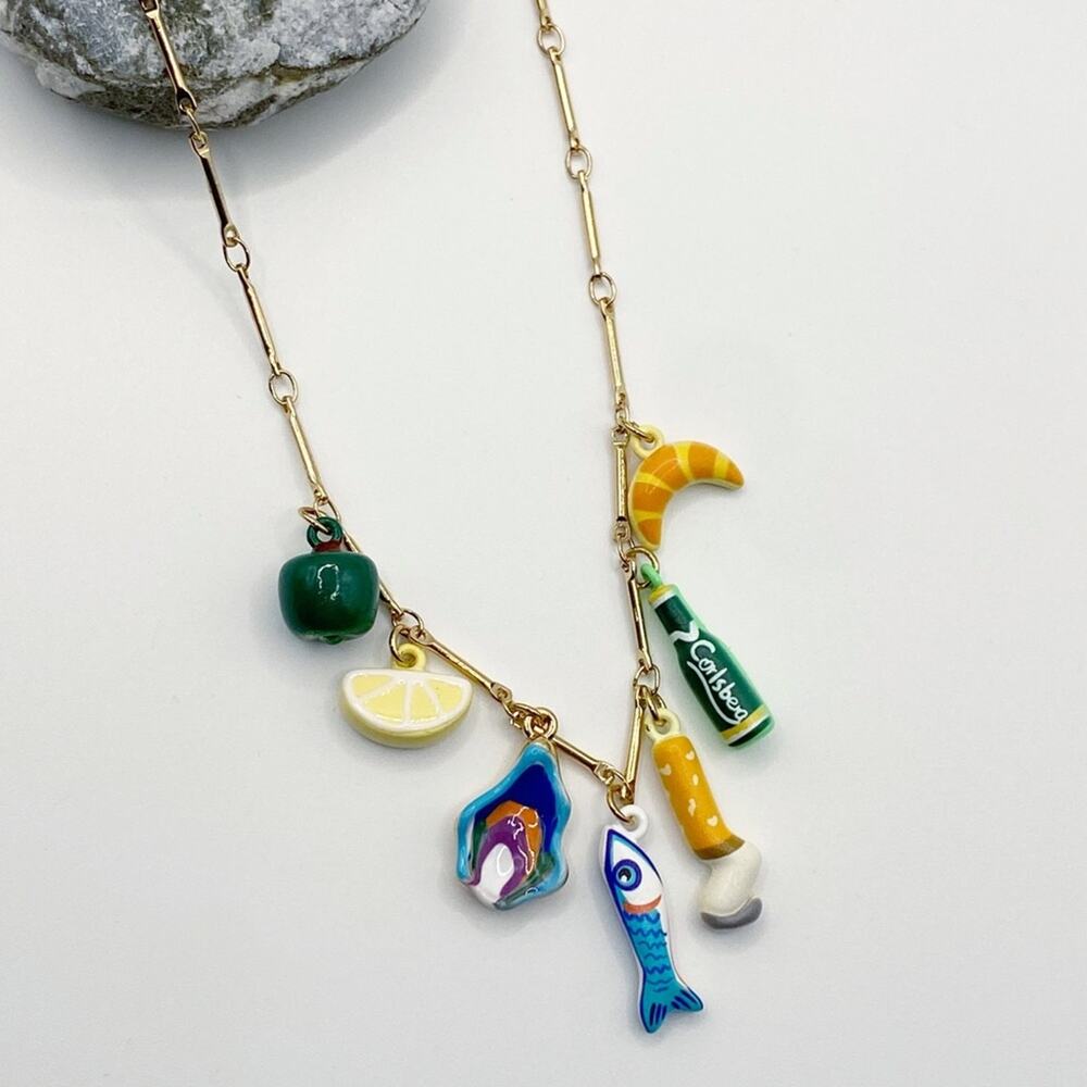 NEW Sardines & Cigarettes Ceramic Charm Layering Necklace - Picture 5 of 8